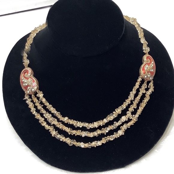 Vintage Asian Inspired Necklace With Crystals - Picture 6 of 8